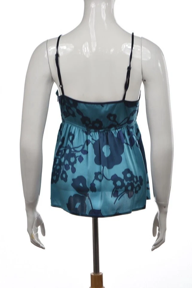 Camisa Marc Jacobs Mujer Top Talla 2 Azul Floral Cami Seda Correa Espagueti Foto 2 de 4
