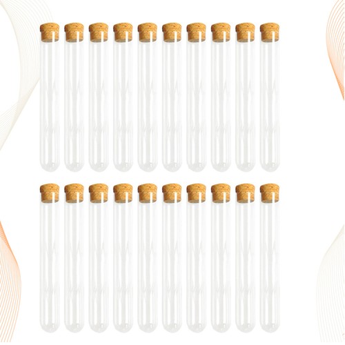 30PCS Prove Trasparenti con Tubi in Sughero con Top in Sughero Test Tube Chimica - Foto 9 di 11
