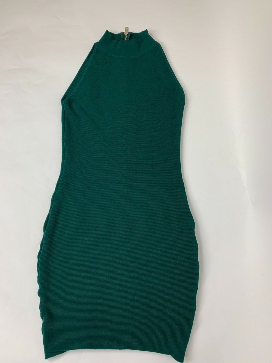 Lulu's Hunter Green Stretch Sweater Knit Pencil Dress Mock Neck XS Small  Nice! | eBay