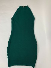 Lulu's Hunter Green Stretch Sweater Knit Pencil Dress Mock Neck XS Small Nice!