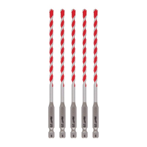 Milwaukee 48-20-9157 3/16" x 6" Carbide-Tipped Hammer Drill Bits, 5-Pk