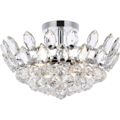 Crystal Flush Mount Chandelier 3 Light Kitchen Living Dining Room or Bedroom 16''