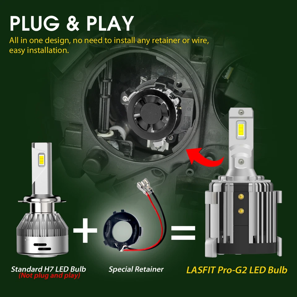 Custom LED Headlight Bulbs Regular Low Beam for Volkswagen Golf 2010-2017 - Image 3 of 4