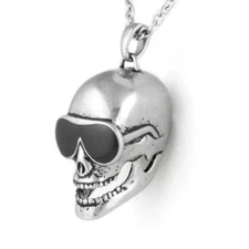 Skull necklace with epoxy sunglass stainless steel pendant necklace by controse
