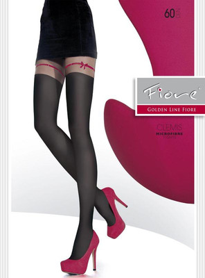 Original schwarze Strumpfhose Strumpfhose rot mit Knoten 60D Clemis