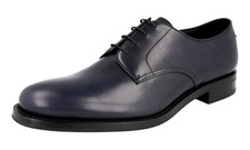 PRADA Leather Derby Dress Shoes - Dark Navy Blue - NEW -  US 12 EU 45