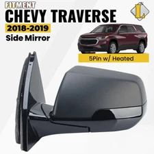 Left Driver Side View Mirror For 2018-2019 Chevy Traverse w/Power/Heated 5 Pin