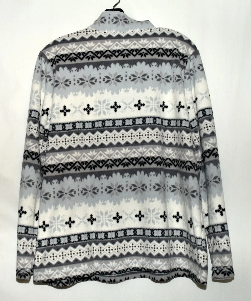 Laura Scott Black White Gray Striped Fleece Half Zip Womens Jacket Size PXL - Image 3 of 4