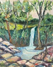 View Provence Cascade Gouache Towards 1960 Anonymous France