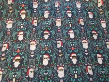 1 Yard New Cotton Fabric Dear Stella Cool Sunglasses Santas Christmas Print