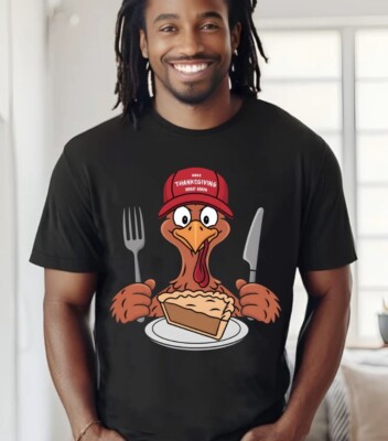 Make Thanksgiving Great Again Funny Black T-Shirt S-5XL, Gildan 5000