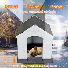 Durable Large Dog House Waterproof Plastic Doghouse Puppy Shelter Indoor Outdoor