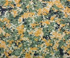 DIGITAL CAMO ORANGE GREEN NY/CO RIPSTOP APPAREL FABRIC BY 1/2(0.5) YARD 66"W