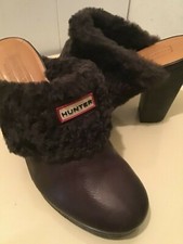 Hunter Bruson womens brown leather mule heel shoes size 7.5 medium