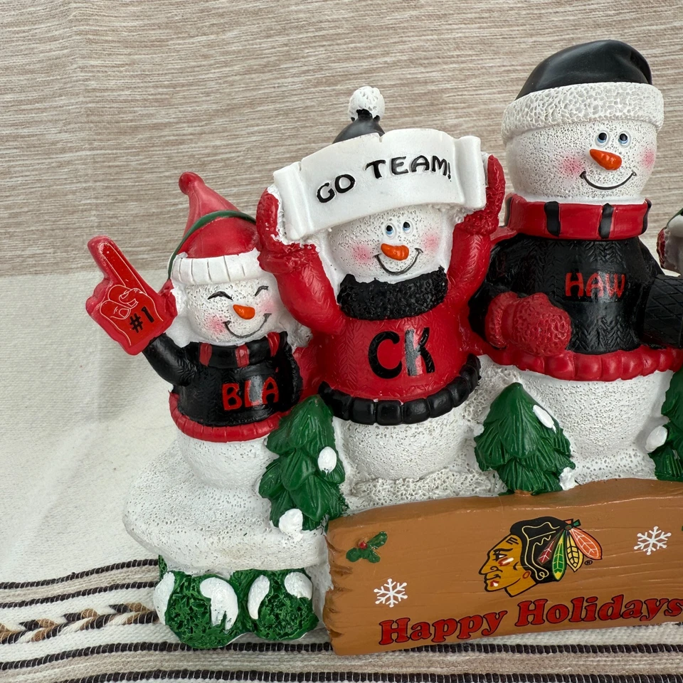 Chicago Blackhawks Muñeco de Nieve Navidad Decoración Banco Forever Coleccionables Foto 3 de 4