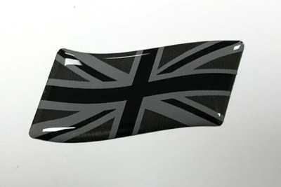 57mm WAVING UNION JACK FLAG Sticker - BLACK & 2 TONE GREY - DOMED GEL ...