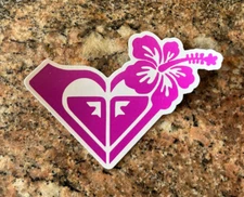 Custom Pink Roxy with Flower Sticker - Surf Surfer Girl Hawaii Tropical Beach