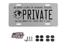 Private No Driver License Or Insurance Required 6x12 Aluminum License Plate