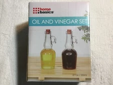 home basics Oil & Vinegar Cruets set with cork top 8 oz glass NEW