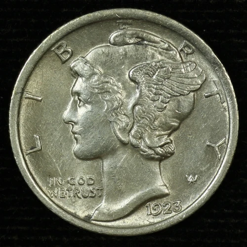 Mercury Silver Dime. 1923 P. FB Brilliant Uncirculated. Lot #9049-113-106