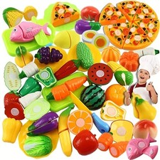 Vegetable Cutting Food Fruit Toy Set Play House Kids Kitchen Skill Accessory 80