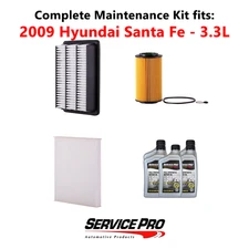 2009 Hyundai Santa Fe 3.3L Complete Cabin, Air & Oil Filter Kit (5W-20)