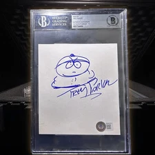 TREY PARKER SIGNED HAND DRAWN SOUTH PARK CARTMAN BGS 10 RARE AUTOGRAPH