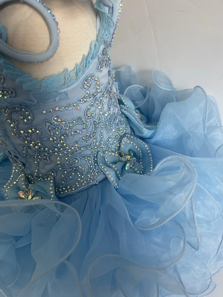 Vestido de verano niña flores princesa cumpleaños cupcake concurso encaje azul niñas. Foto 4 de 4