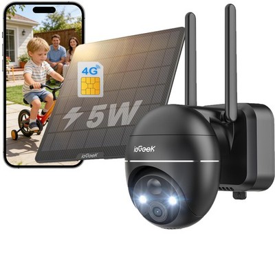 ieGeek 3G/4G LTE Überwachungskamera Aussen Solar SIM Karte 2K HD 3MP PTZ Kamera