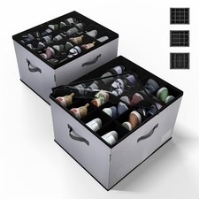 Best Shoe Organizer for Closet 2 Pack, Foldable Fabric Storage Box with Clear