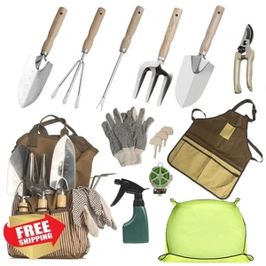 SMOOTHWIND 13pc Garden Tool Set, Tote Bag, Stainless Steel