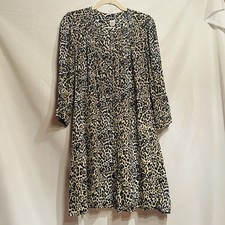 Gap Women’s Size 12 Animal Print Dress Pearl Snap Button Front Lined Flowy Boho