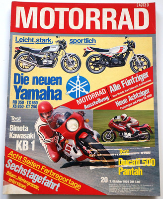 Das Motorrad 20/1979 Bimota Kawasaki KB 1, Ducati 500 Pantah, Yamaha Modelle 80