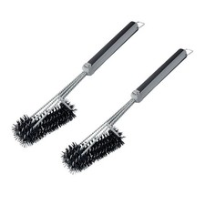 Expert Grill Stainless Steel and Nylon 3-Head Grill Brush Black and Gray 2 Pack