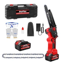 Chainsaw, Cordless 8 Inch Handheld Portable Electric Chainsaw with 2 Chains
