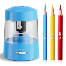 Electric Pencil Sharpener Battery Operated Power Fits No.2/6-12mm Pencils Blue