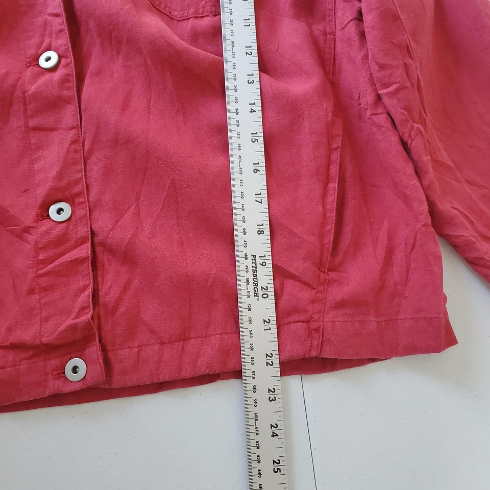 J. Jill Love Linen Jacket Womens XL Red Button Front Shirt Jacket Lightweight - Image 4 of 4