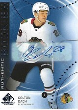 Colton Dach RC Auto 2025-26 Upper Deck SP Game Used Blue Chicago Blackhawks NHL!