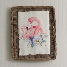 Flamingo Wall Basket Woven Wicker Home Decorative Collectible - Multicolor