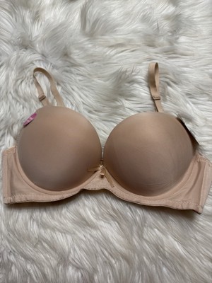 36C Angelina Bra Beige Padded Underwire Push Up  Full Coverage Back Closure NWT