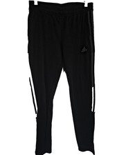 Adidas Womens Joggers Size Small Black with White Stripes and Pockets