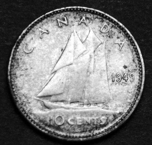 1949 10¢ silver coin that has some toning