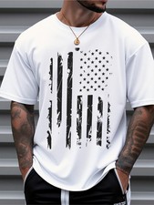 Men  s American Flag Graphic T-Shirt Patriotic USA Casual Summer Tee