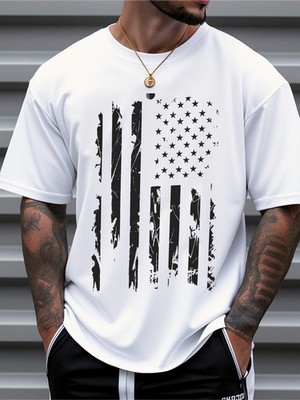 Men s American Flag Graphic T-Shirt Patriotic USA Casual Summer Tee