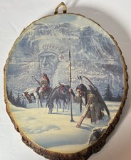 Vintage “ INDIAN HUNT”On Wood Picture Historic NATIVE AMERICAN Made In The USA