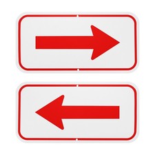 2-Pack 12" x 6" Red Aluminum Reflective One-way Arrow Sign White/Red 