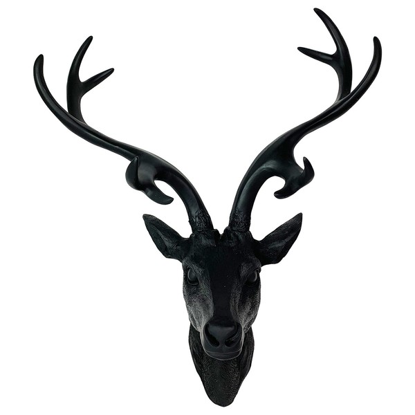 Hirschgeweih Hirschkopf Geweih 10-Ender Schwarz 14X16X30Cm Figur Skulptur-image