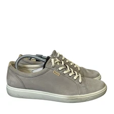 ECCO Soft 7 Nubuck Leather Lace Up Sneakers Gray Comfort Shoes Women's 40 US 9