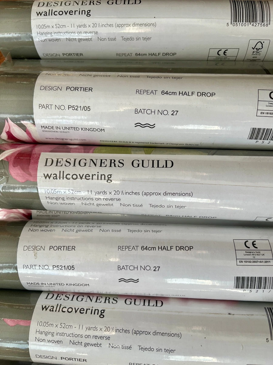 Papel Pintado Designers Guild "Portier", P521/05 Mismo Lote 27 Rosa Floral No Tejido
