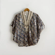 Vintage Traditional Moroccan Tunic in Ivory Gold Metallic - Handmade -Unisex